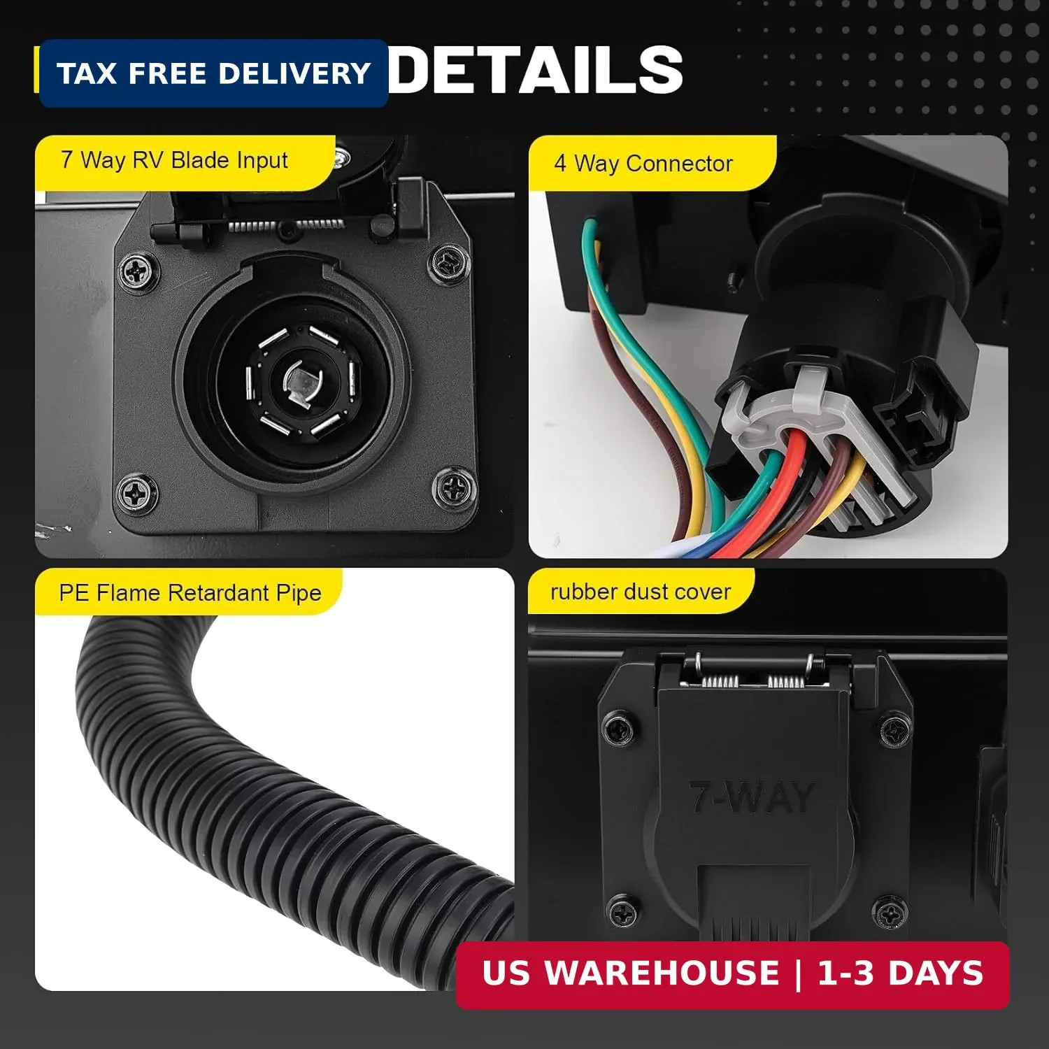 4 & 7 Pin Trailer Tow Wiring Harness Plug Compatible with 1999-2001 Ford F250 F3