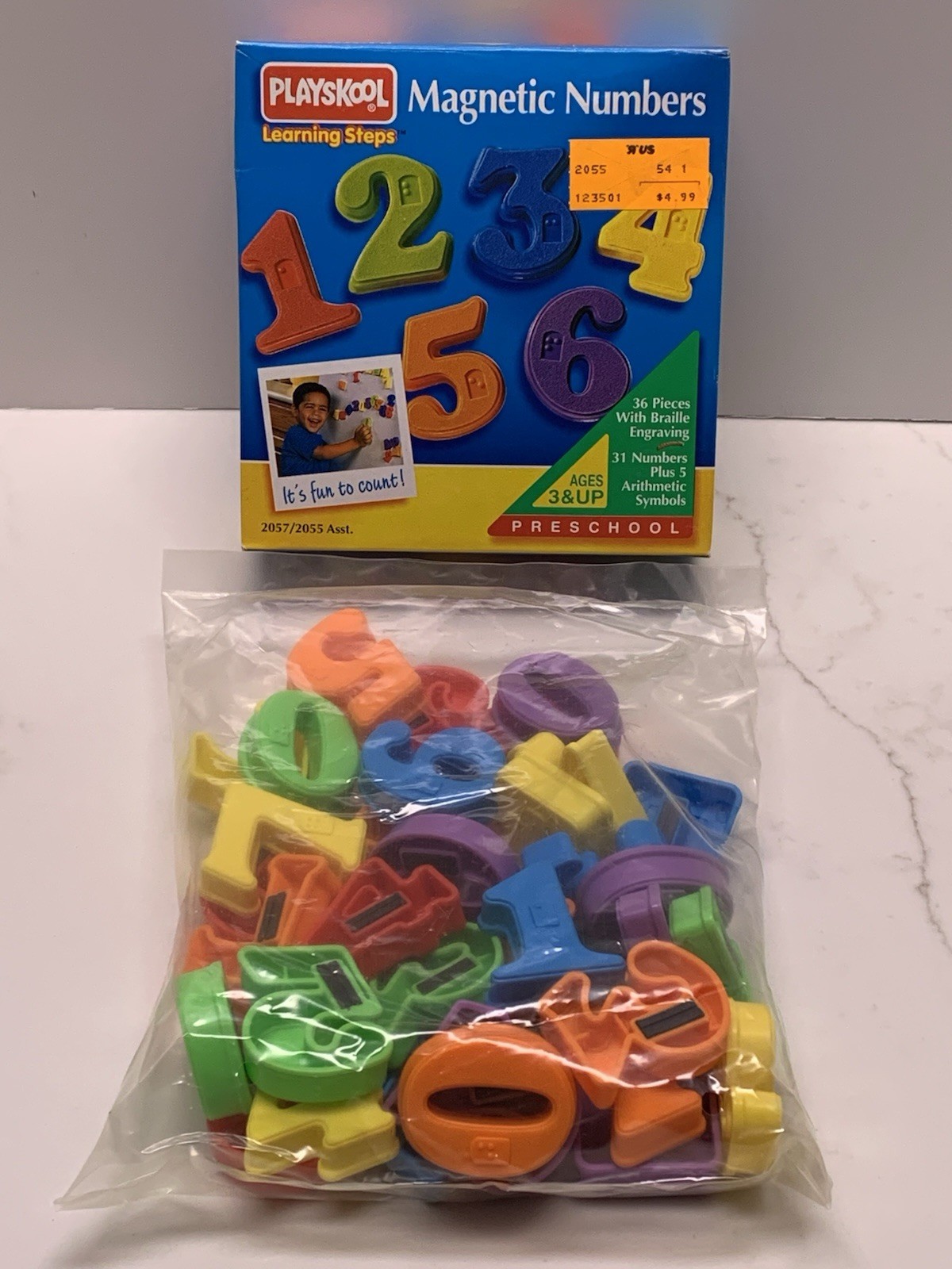 Playskool 1995 Refrigerator Magnets 31 Numbers 5 Arithmetic Symbols Braille NEW