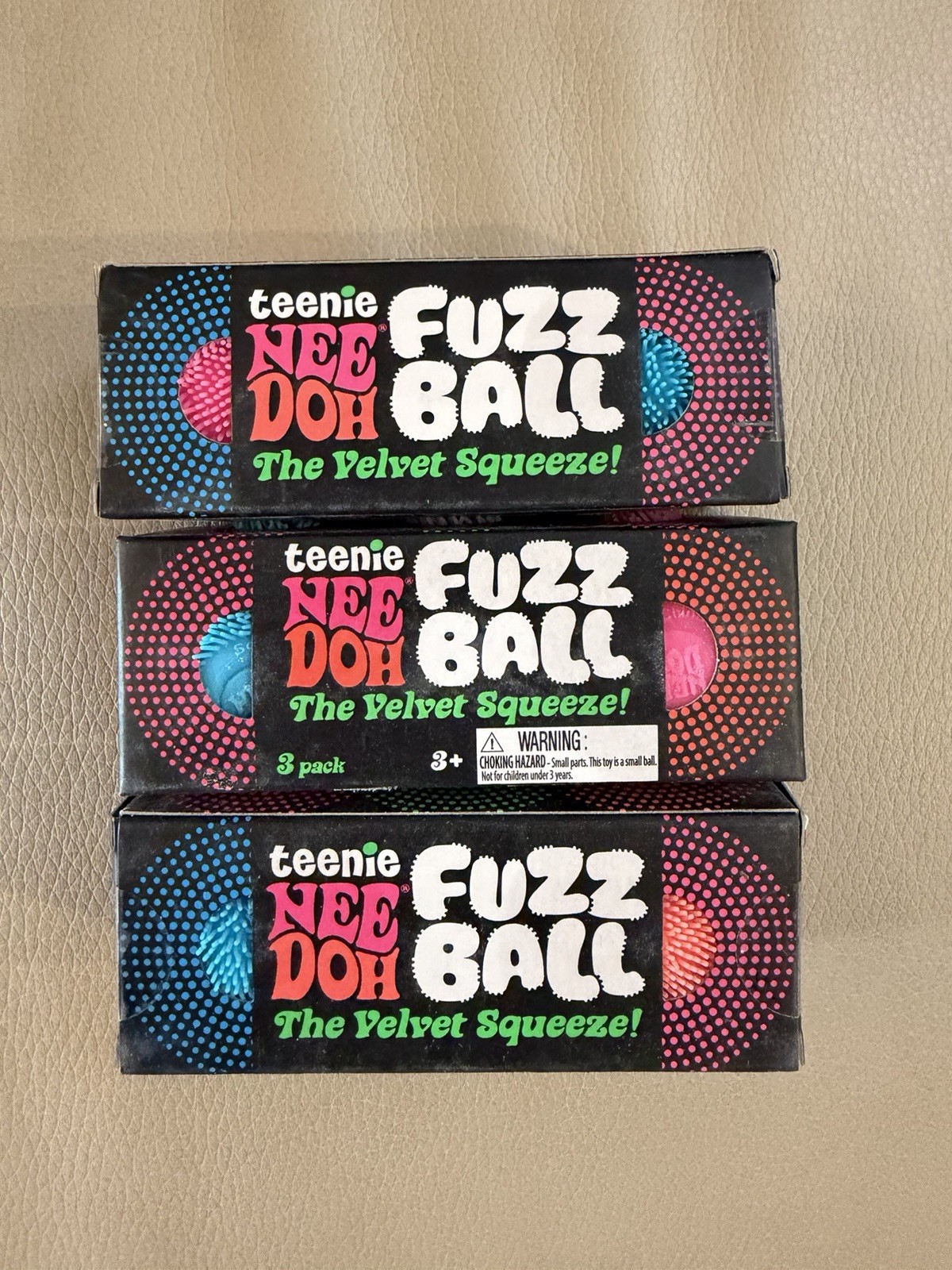 NeeDoh Teenie Fuzz Ball 3-Pack AUTHENTIC Mini Nee Doh Fuzzballs🎊🏡New Schylling
