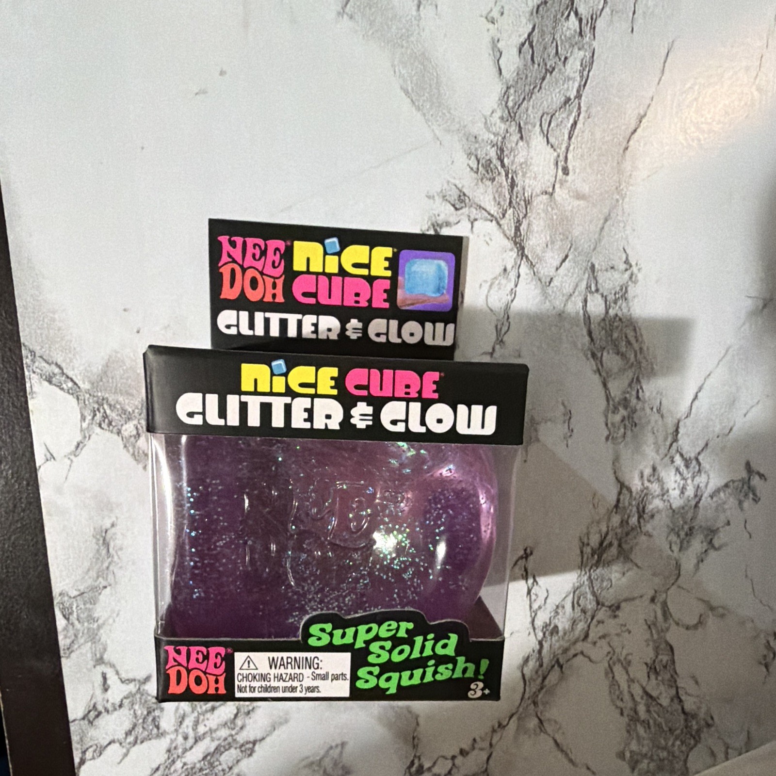 Schylling NeeDoh Nice Cube Glitter & Glow Squish Toy 4-Pack Blue Purple Pink