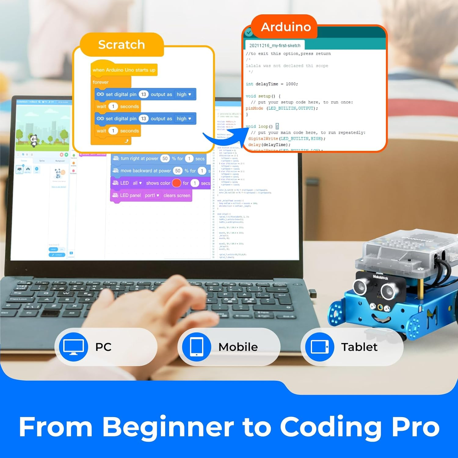 Mbot Robot Kit, Robotics for Kids Ages 8-12 Learn to Code with Scratch & Arduino