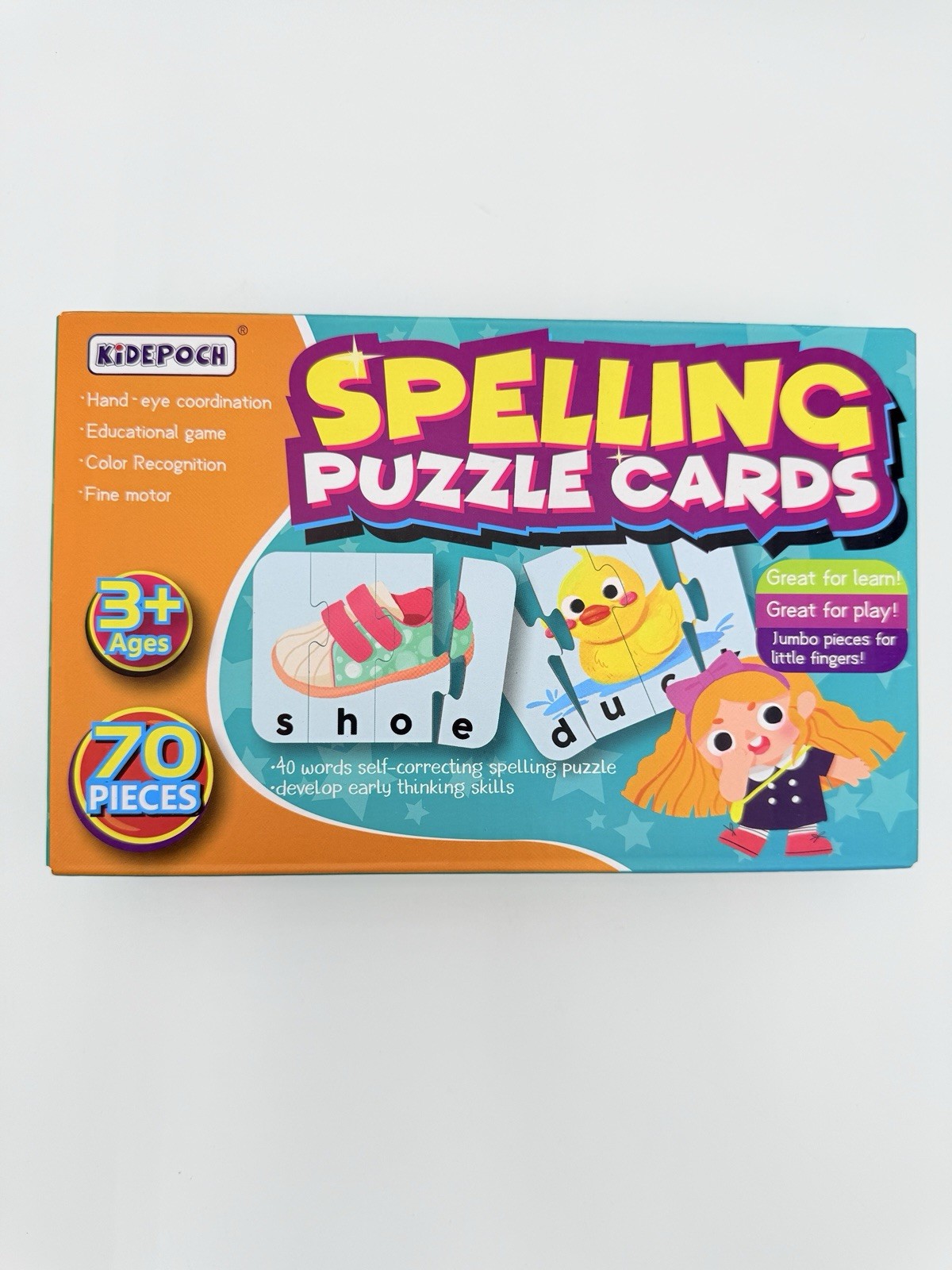Kidepoch Spelling Puzzle Cards Educational Game 70 pieces