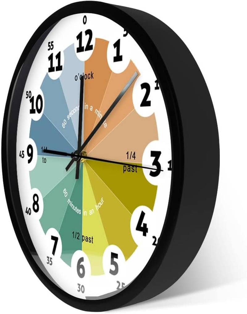 How to Tell Time Learning Silent Quartz Clock,Voice Control LED Night Light,Home