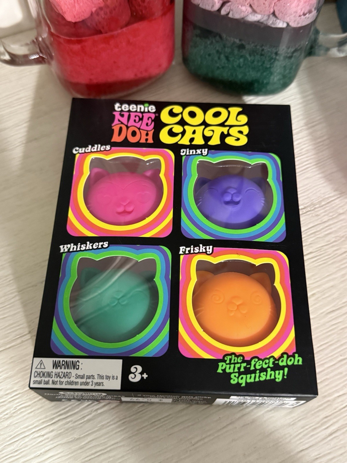 🐱 NeeDoh teenie 4 Pack Nee Doh Mini Cool Cats Set of Four New Factory Sealed🐱