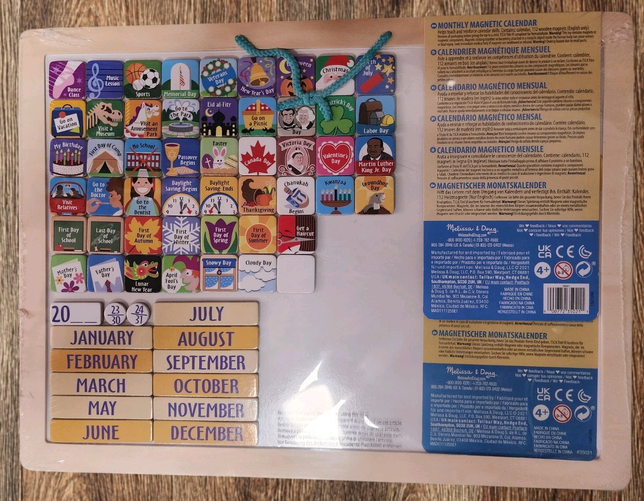 ​Melissa & Doug My Monthly Magnetic Calendar Wooden Daily Activity Board NEW