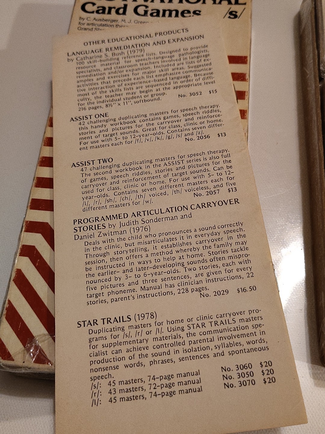 Rare Vintage 1979 Speech Articulation Therapy S Sounds Motivational Card Games