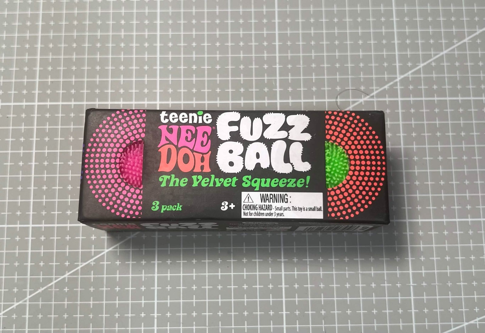 NeeDoh Teenie Fuzzball Velvet Squeeze Toy 3 Pack. Random Colors. Fuzz Ball