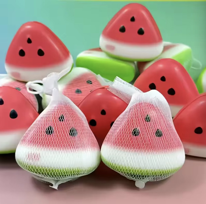 Watermelon Slice Tactile Squeeze Toy Pink White Green for Ages 3-11 Years