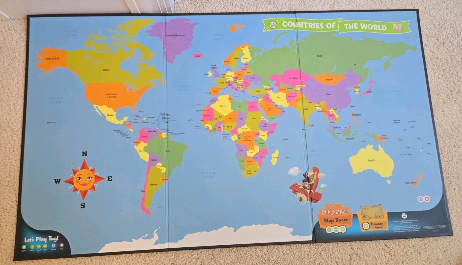 Leap Frog Tag Interactive United States Map & World Map 2 Sided NO PEN
