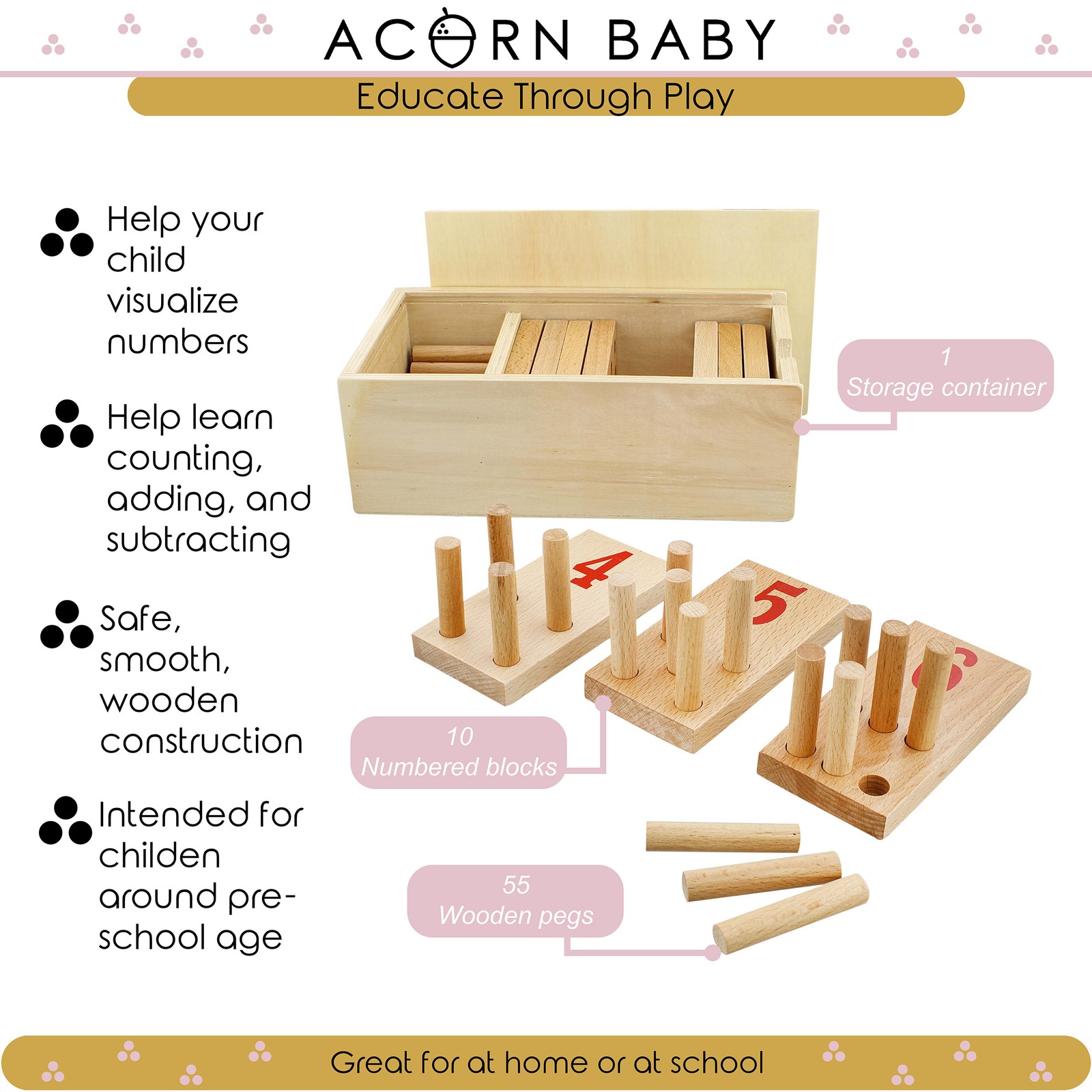 Acorn Baby Wooden Puzzle Box Set – Interactive Wooden Brain Teaser Peg Toy Box