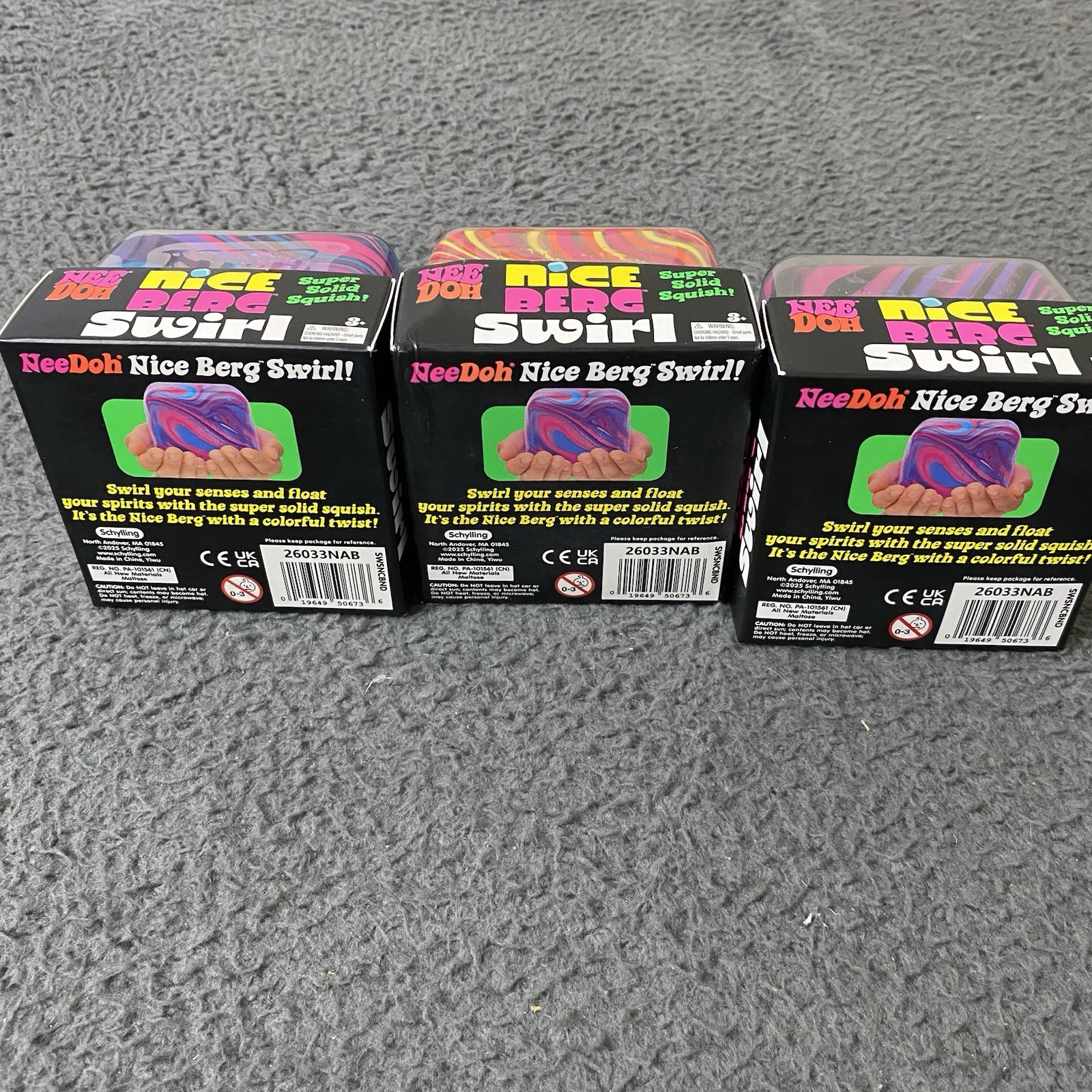 NeeDoh Nice Berg Swirl XL Giant Nee Doh Squishy Swirl Cube Lot of 3 Colors