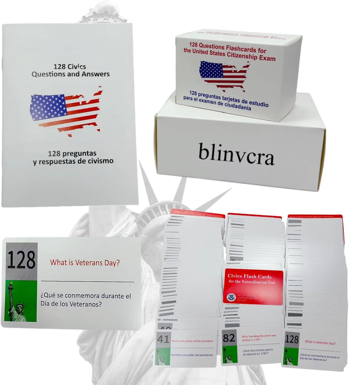 US Citizenship Flash Cards 2026 – All 128 Questions & Answers – English & Spanis