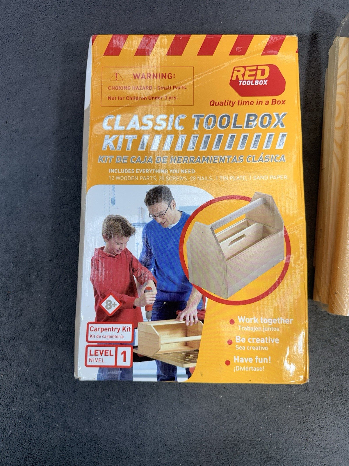 Red Toolbox Classic Toolbox Kit Level 1 Kids Carpentry Set Wooden Tool Box 8+