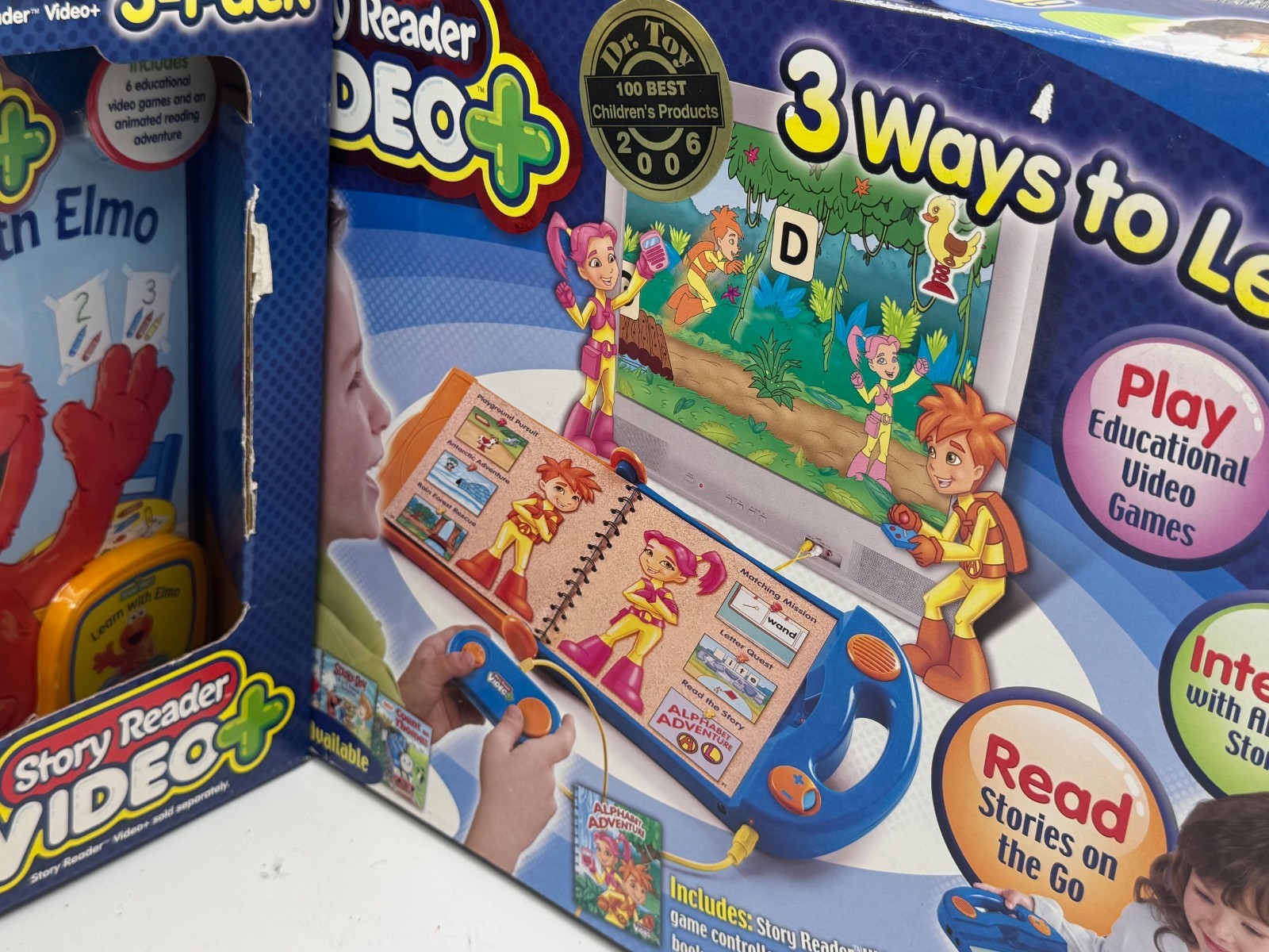 NEW Story Reader Video Plus Early Learning System With 4 Books & Cartridges Elmo
