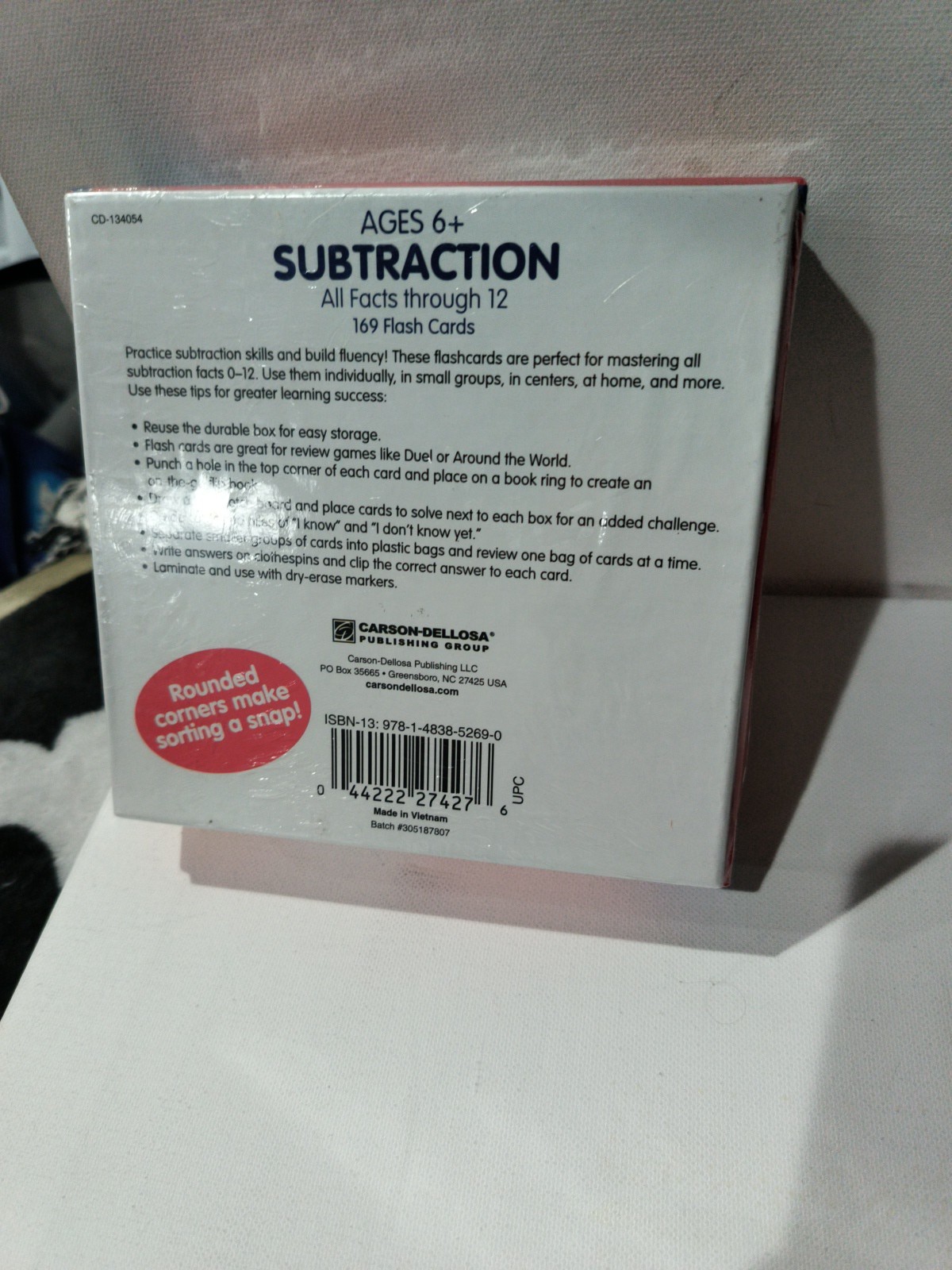 Carson-Dellosa Subtraction All Facts through 12 Flash Cards – Brand New Sealed