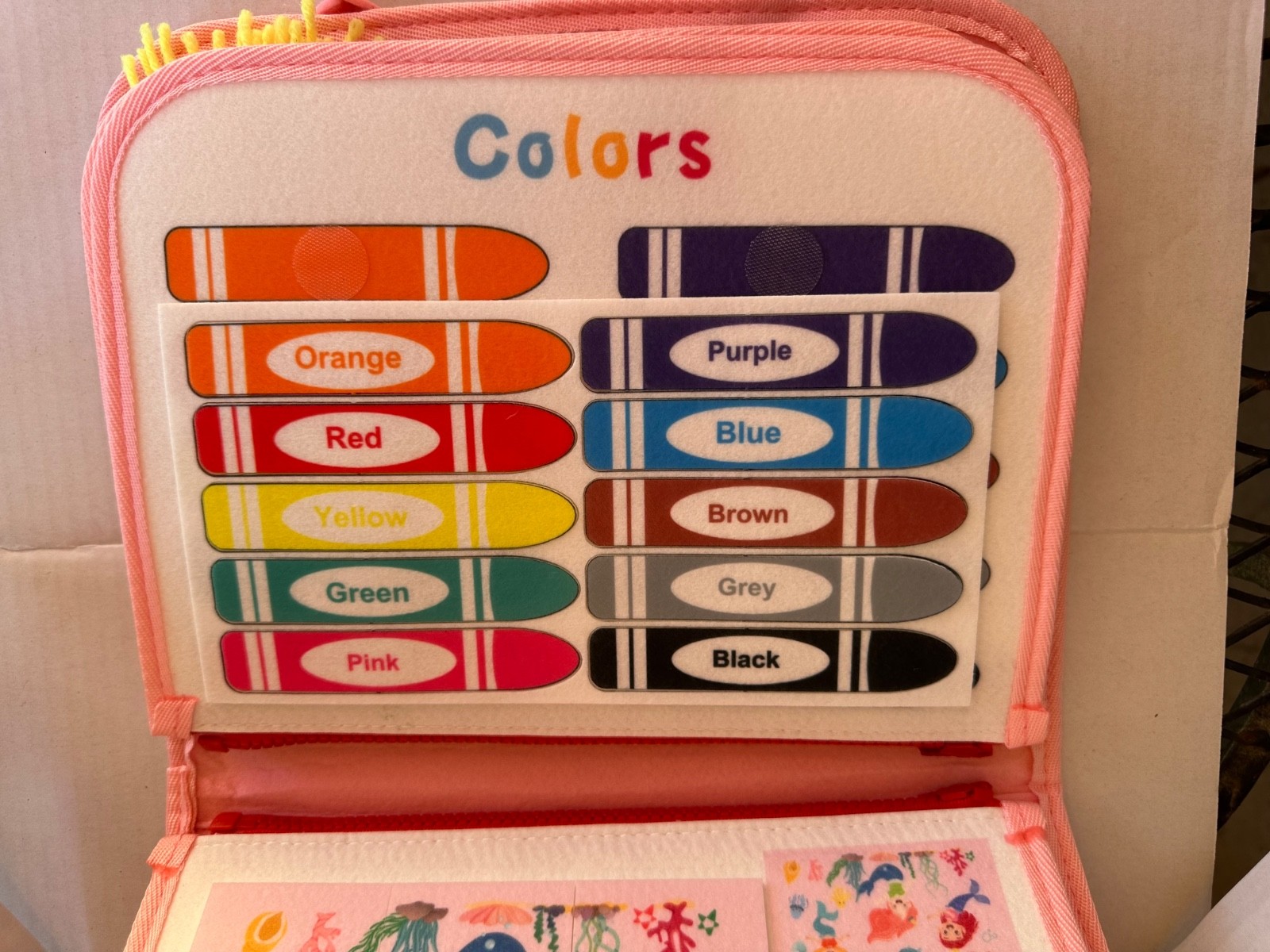 Montessori Felt Busy Board for Toddlers, Interactive Sensory Toy, Quiet Book