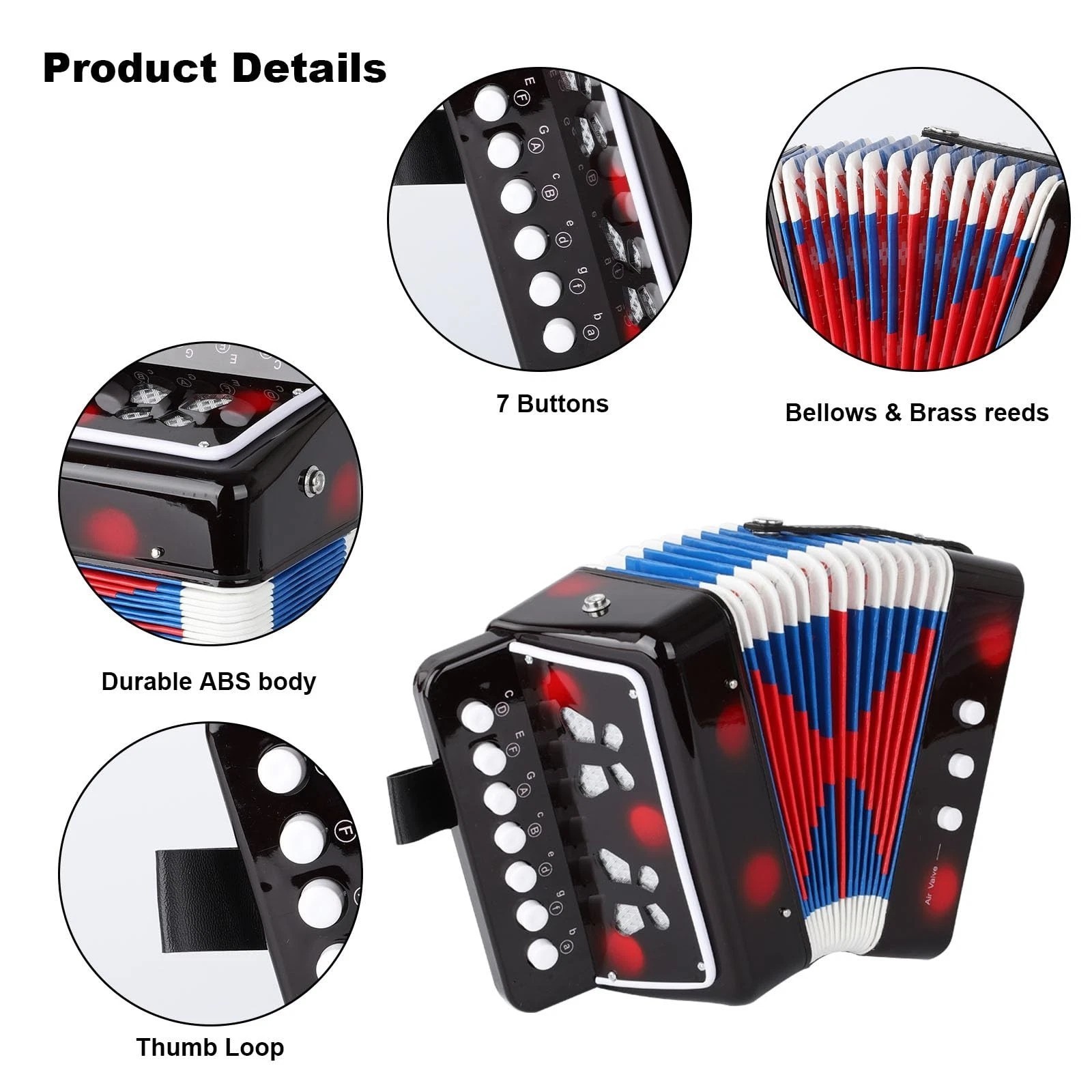 kids Accordion 10 Buttons Keys Toy Accordion MIni Accordian Musical Instrumen