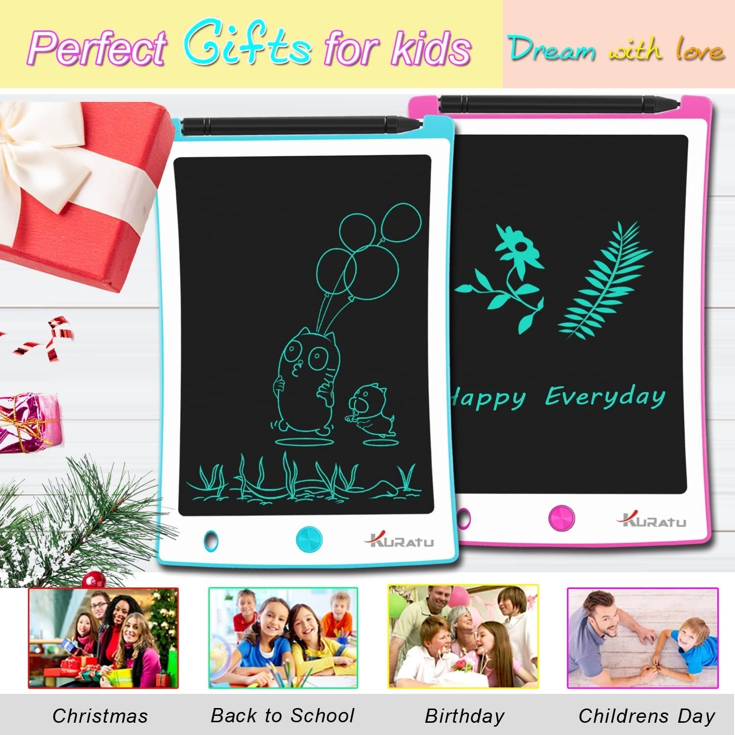 2 Pack-8.5 inch Drawing Tablet Pads Reusable LCD Writing Tablet for Kids