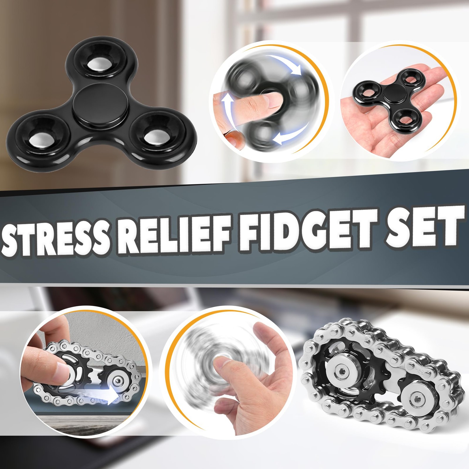 5 Pcs Metal Fidget Toys Adults Teens Magnetic Slider Stress Relief Desk Toy