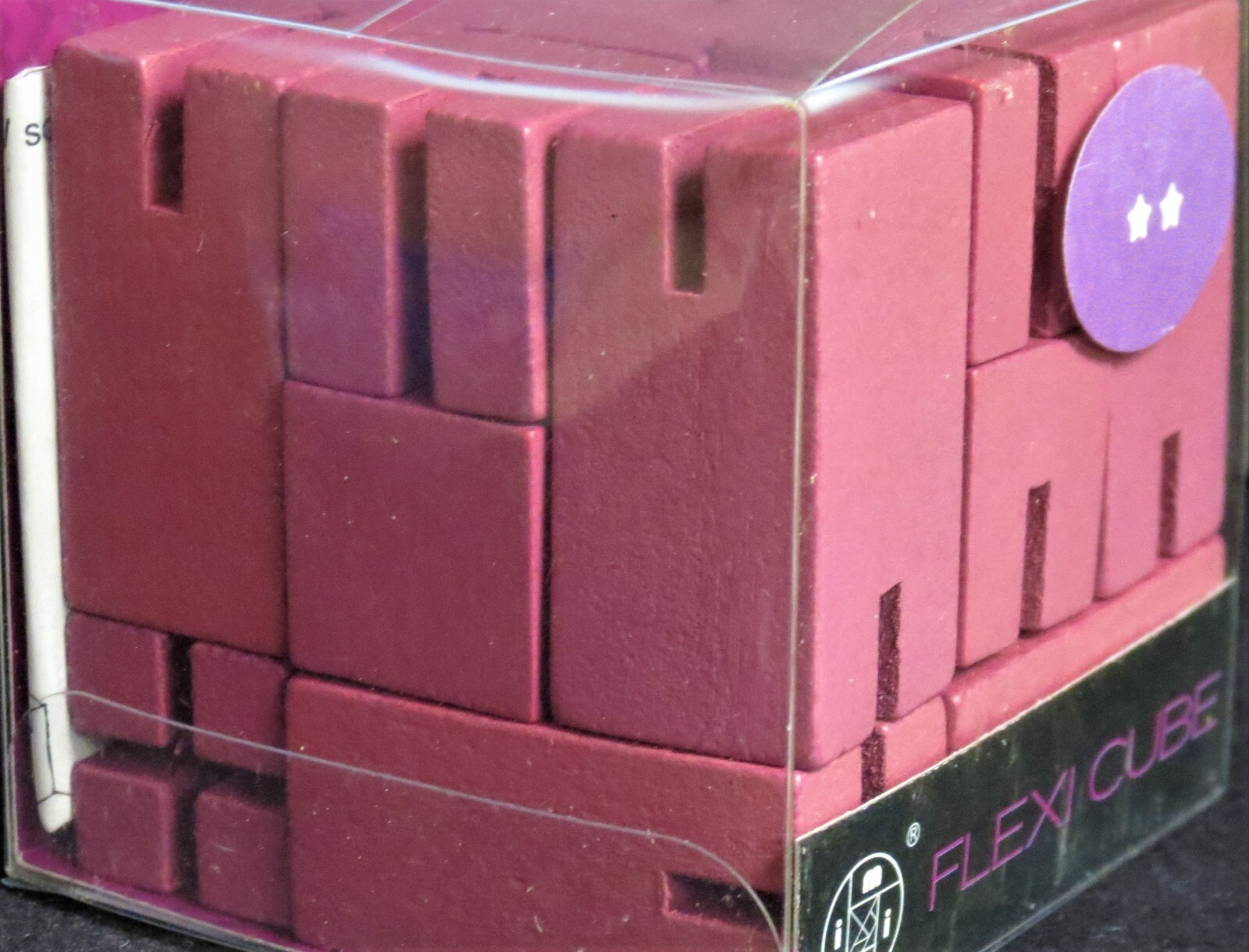 Flexi Cube NEW Wooden Mauve Build Toy RARE , Streamline, Simple Genius age 6 u