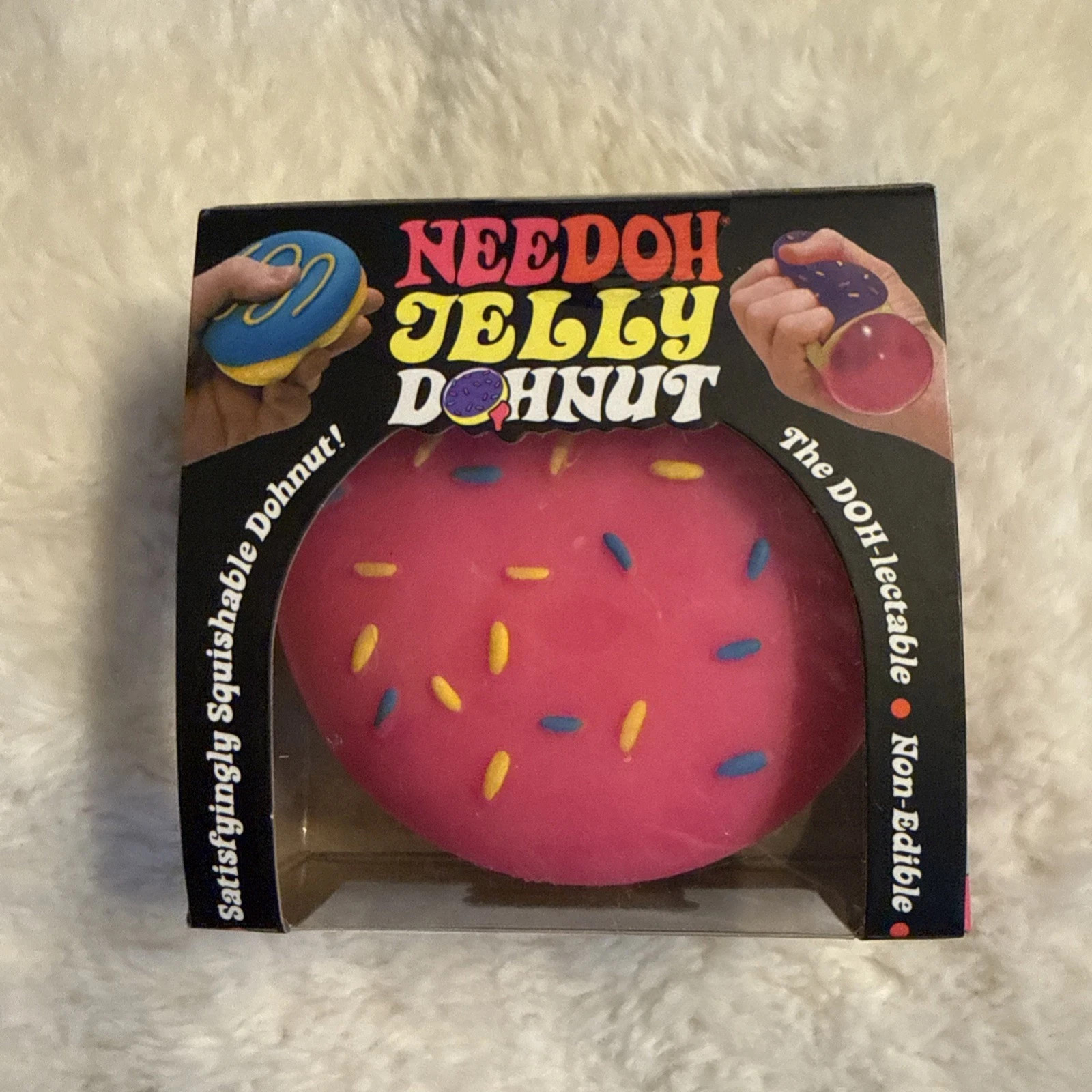 Schylling NeeDoh Jelly Dohnut / Donut, Pink Blue Yellow Sprinkles (NIB) Rare
