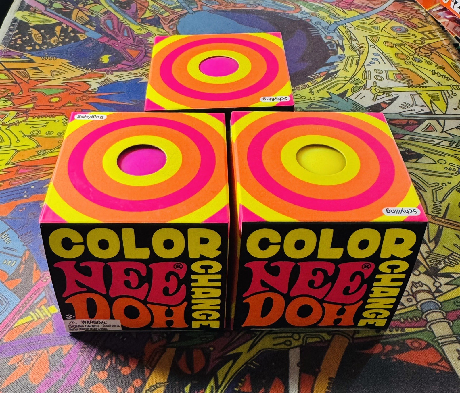 NeeDoh Nee Doh Color Change Yellow/Pink USA 100% Authentic Set/Lot of 3