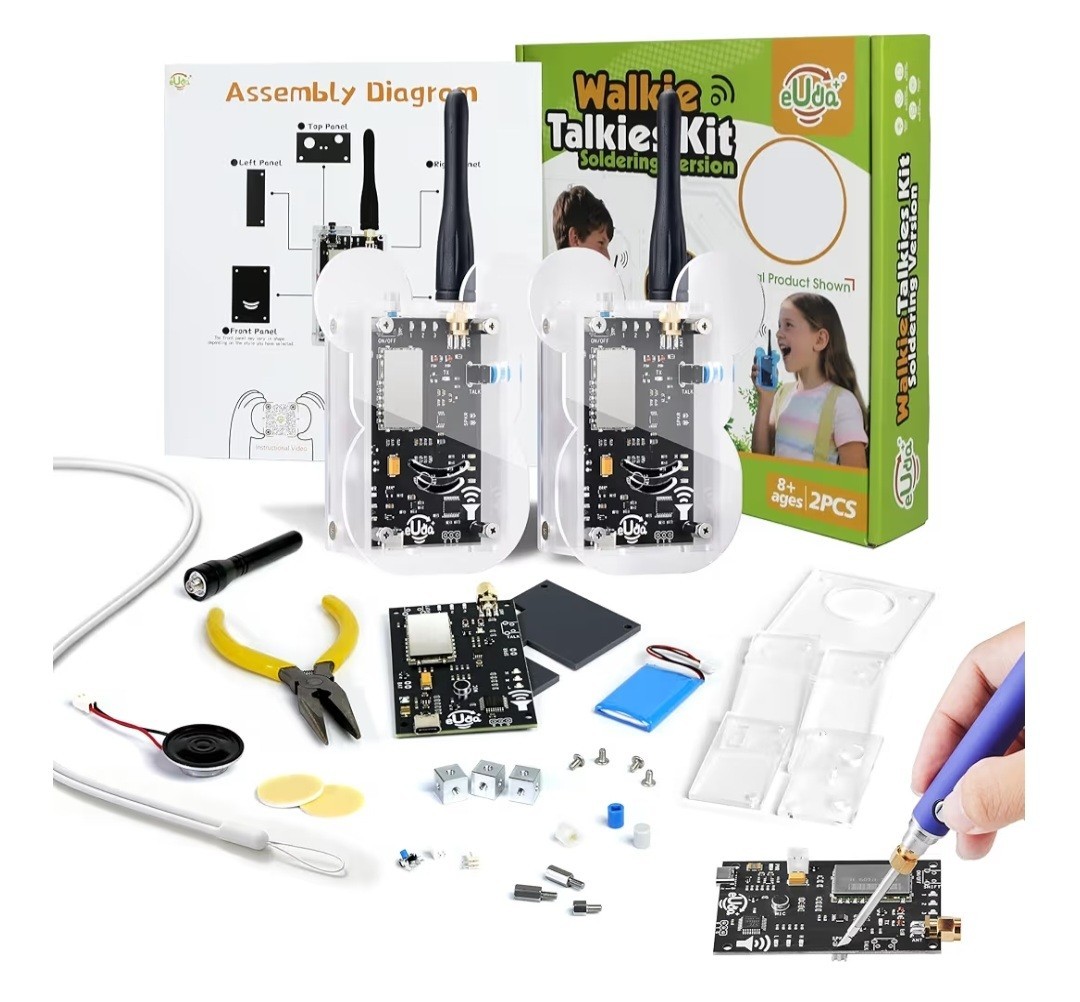 eUda+ STEM DIY Electronic Walkie Talkie Kit Soldering Toy For for 8yrs&Up NEW
