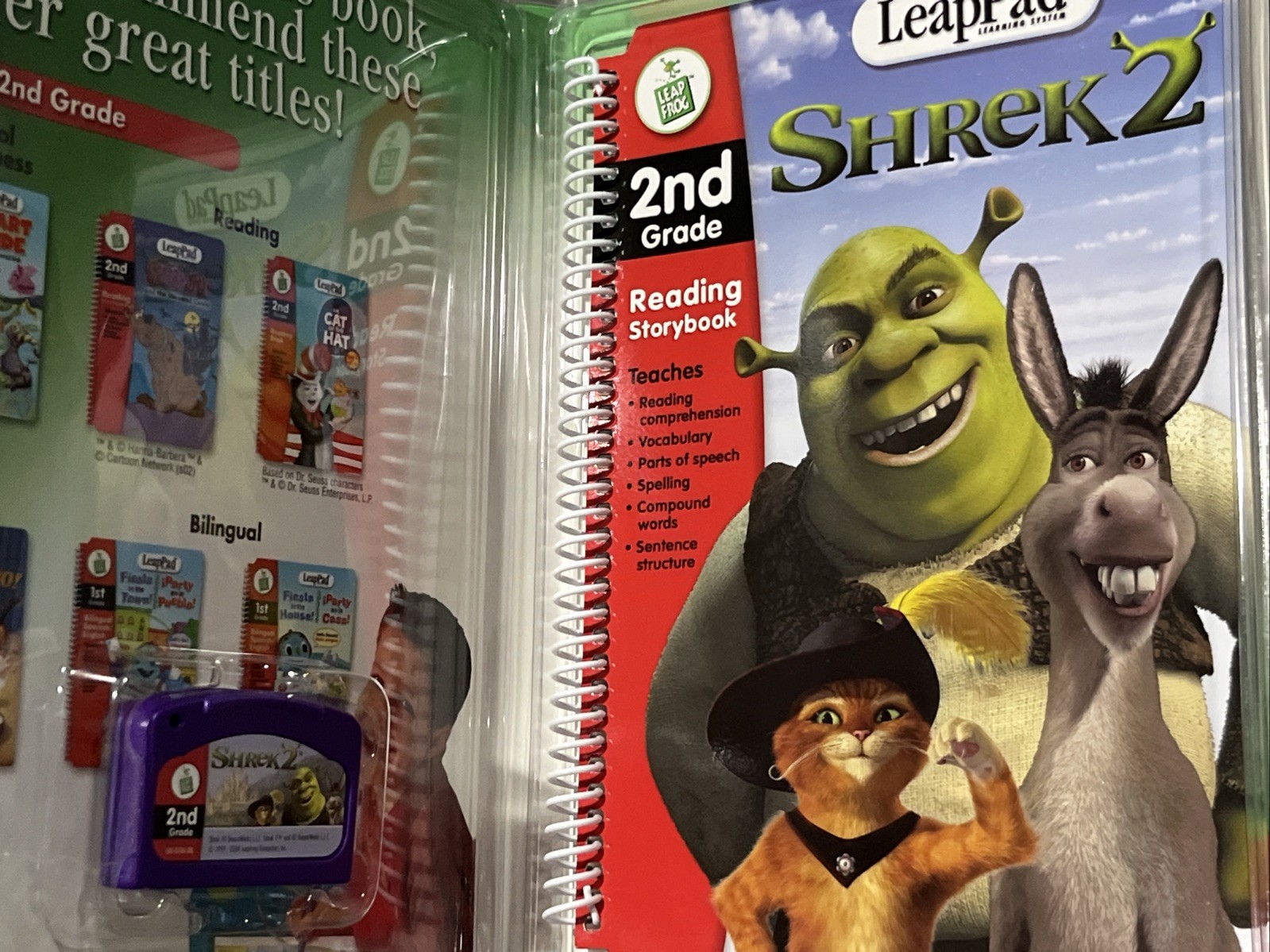 Vtg Leap Frog LeapPad Learning System Pad Book Shrek 2 The Movie Reading 2nd Grd