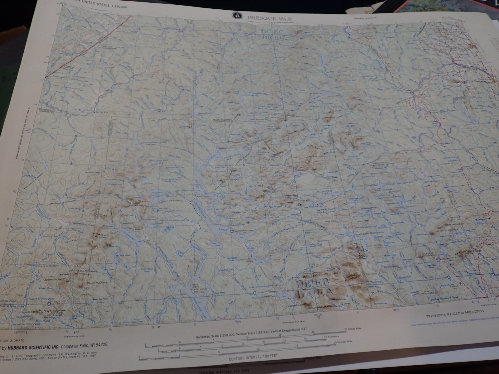Hubbard Scientific Raised Relief Map Unframed 29″ Presque Isle Maine NL 19-5