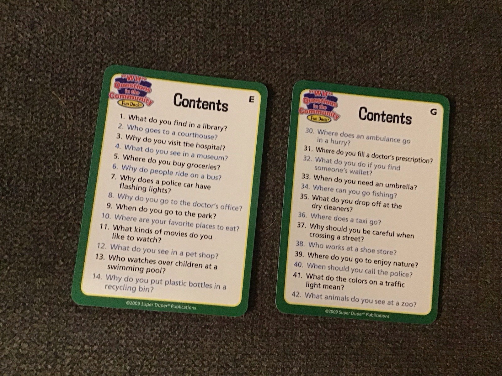 Super Duper Publications WH Questions Community Fun Deck 56 Cards Social Skills