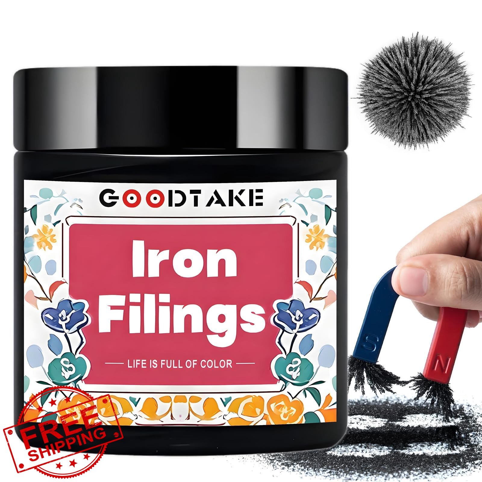 GOODTAKE 16oz Iron Filings Powder, Magnetic Sand for Science Experiments