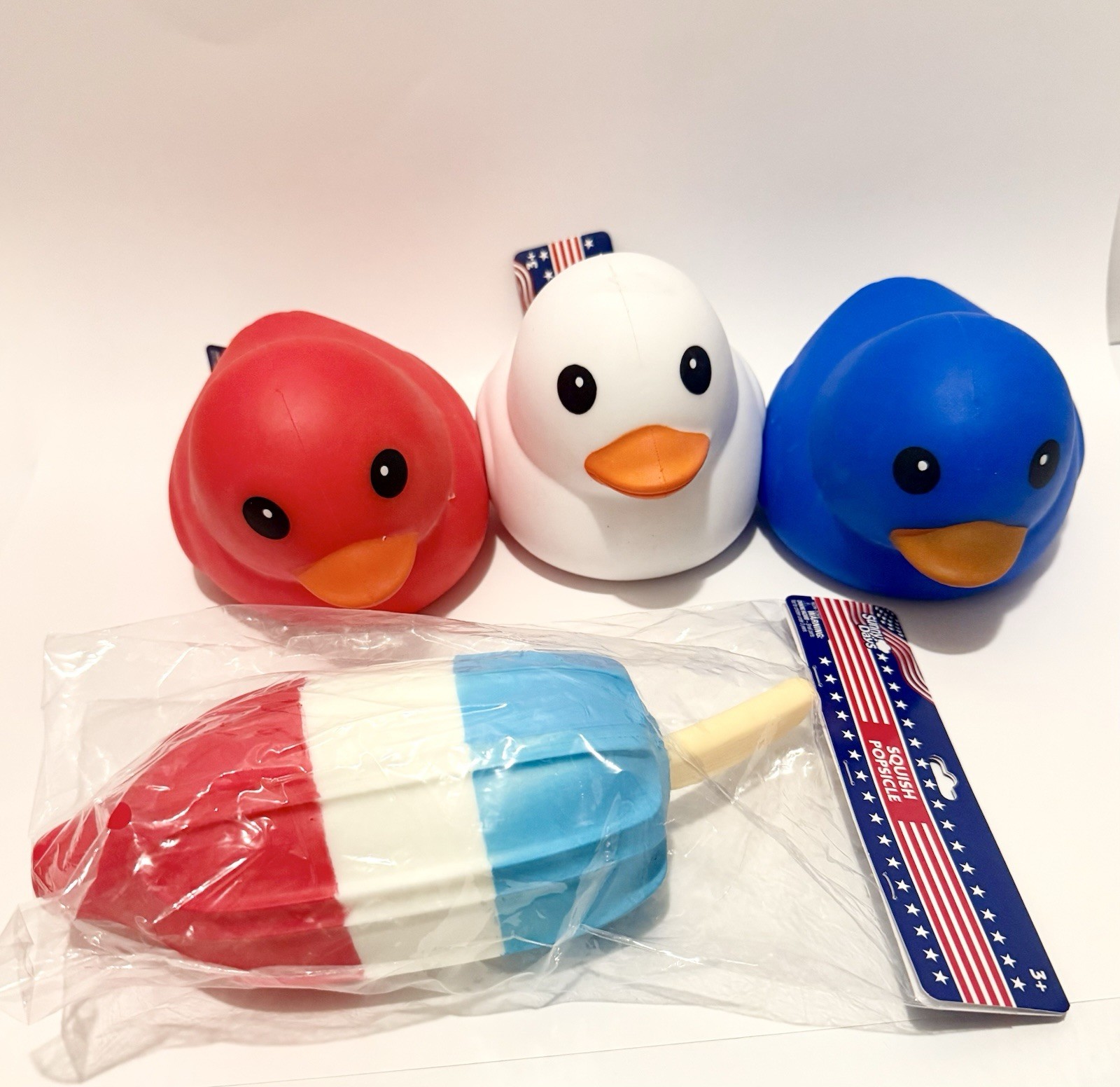 5pcs Squishies Patriotic Bear Duck (Red White & Blue) Popsicle Bomb Sunny Days