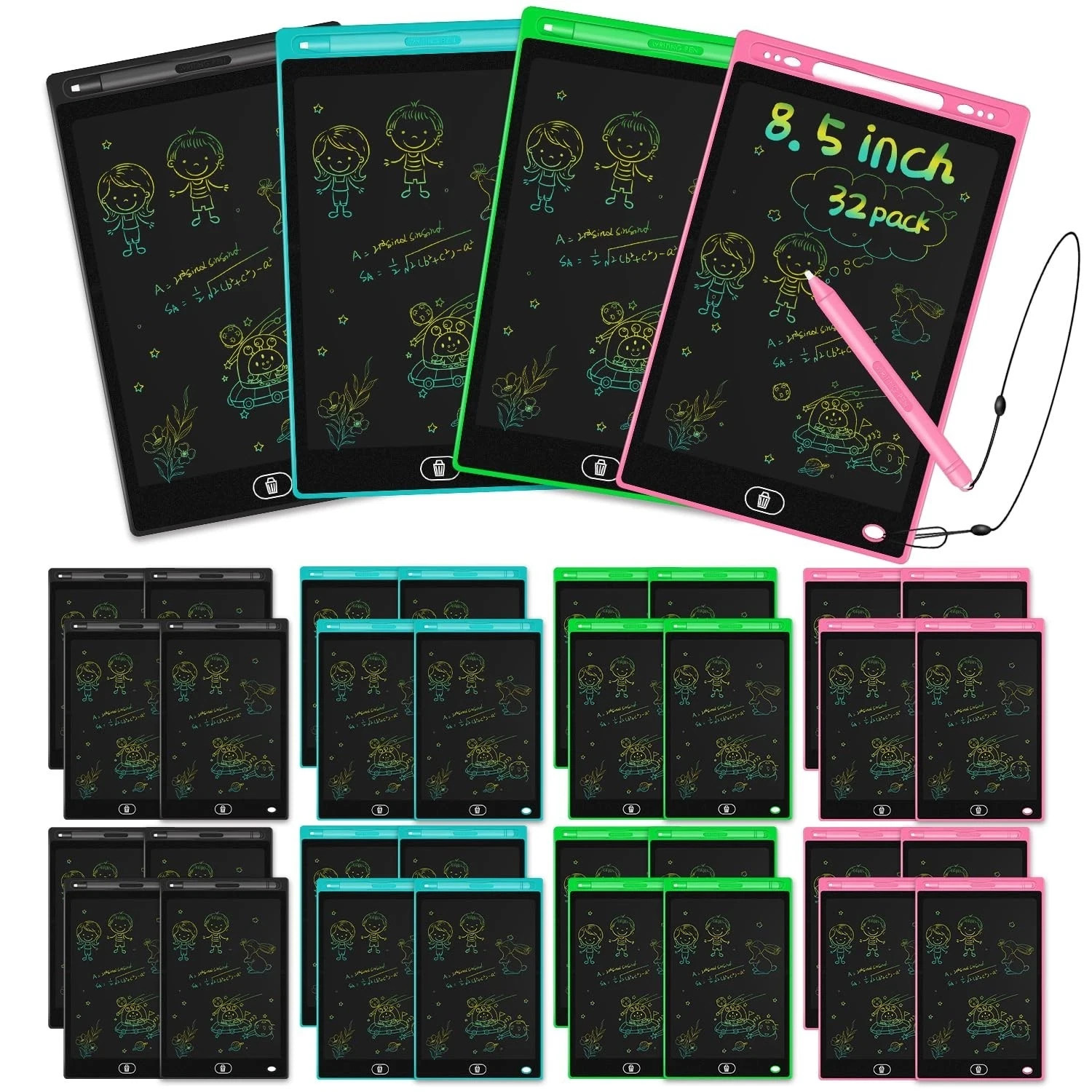 32 Pack LCD Writing Tablet 8.5 Inch with attached Pen and String for kids, to…