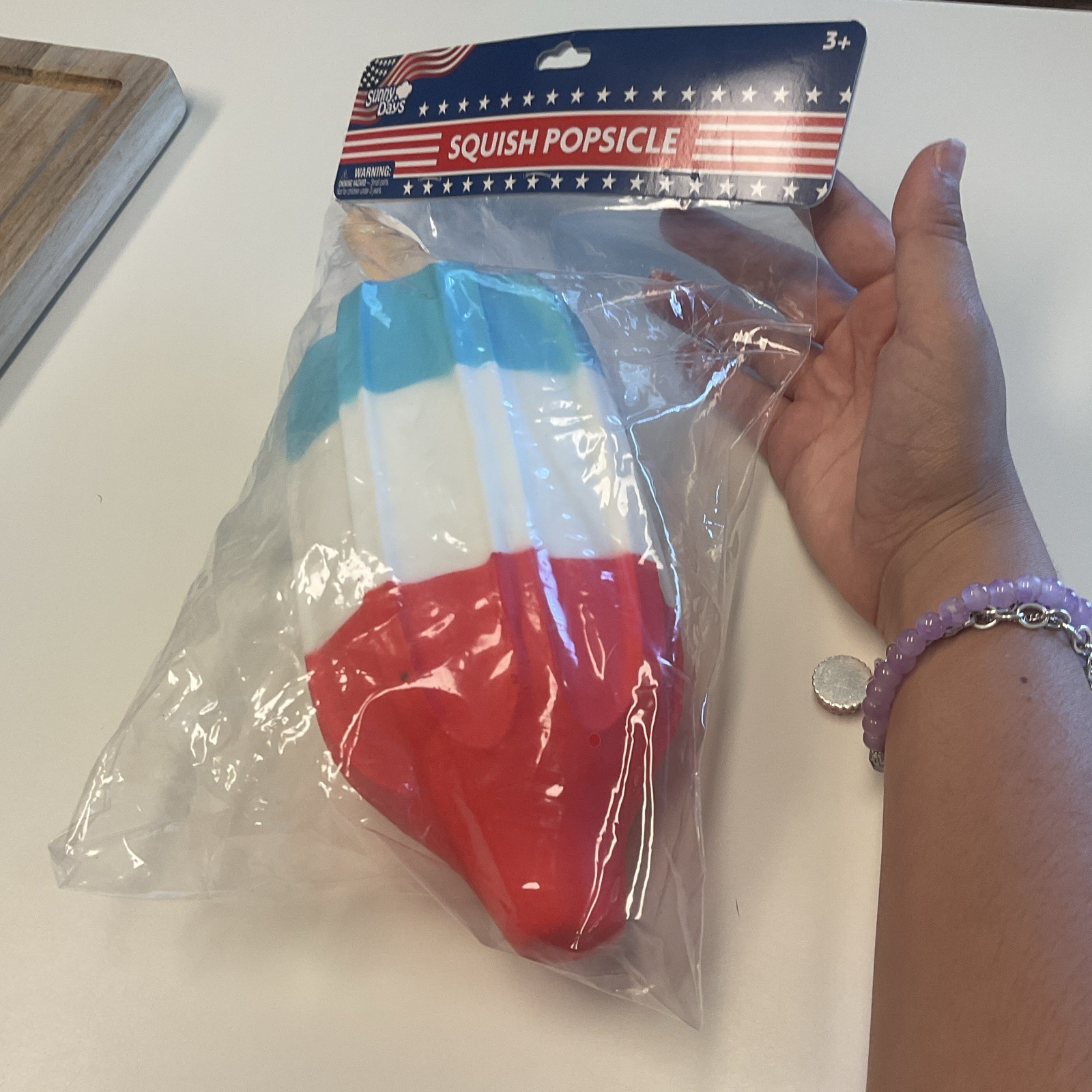 Squeeze Dubs Squish Popsicle Tactile Squeeze Toy, Red/White/Blue, Ages 3+