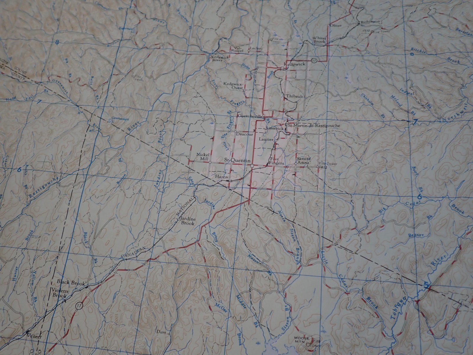 Hubbard Scientific Raised Relief Map Unframed 29″ Campbellton Maine NL 19-3