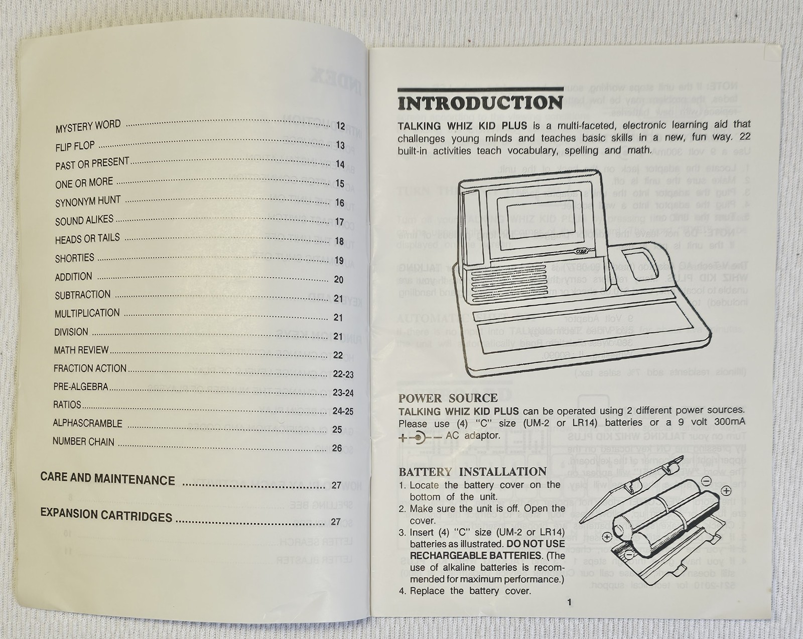 VTECH Talking Whiz Kid Plus Learning Computer Paperwork Manual Instruction Sheet