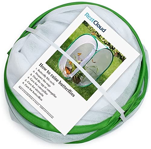 RESTCLOUD Butterfly Habitat Cage, Pop-up Insect Mesh Enclosure, 15.7×15.7×24 Inc