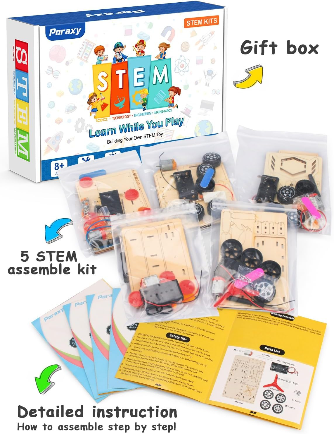5 in 1 STEM Kits for Kids Age 8-10, Science Building Project Craft for 8-13, Mod
