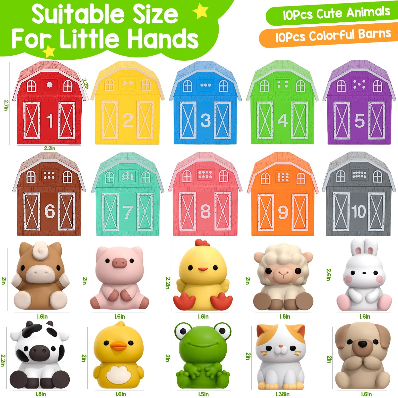 KMUYSL Toys for 1,2,3 Year Old Boys Girls, Farm Animals Medium, Multi-color