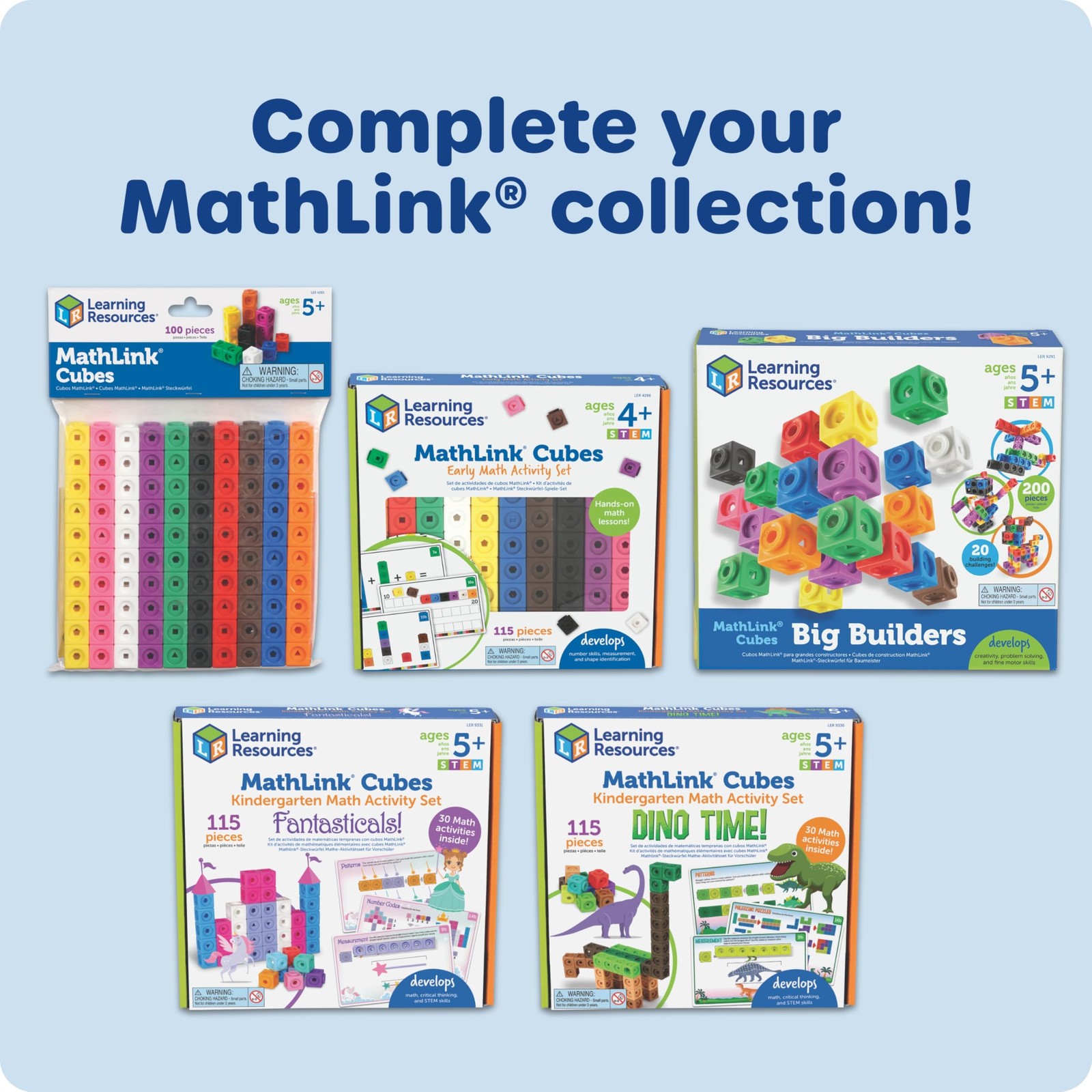 Learning Resources MathLink Cubes – Set of 100 Cubes, Ages 3/4in, Multicolor