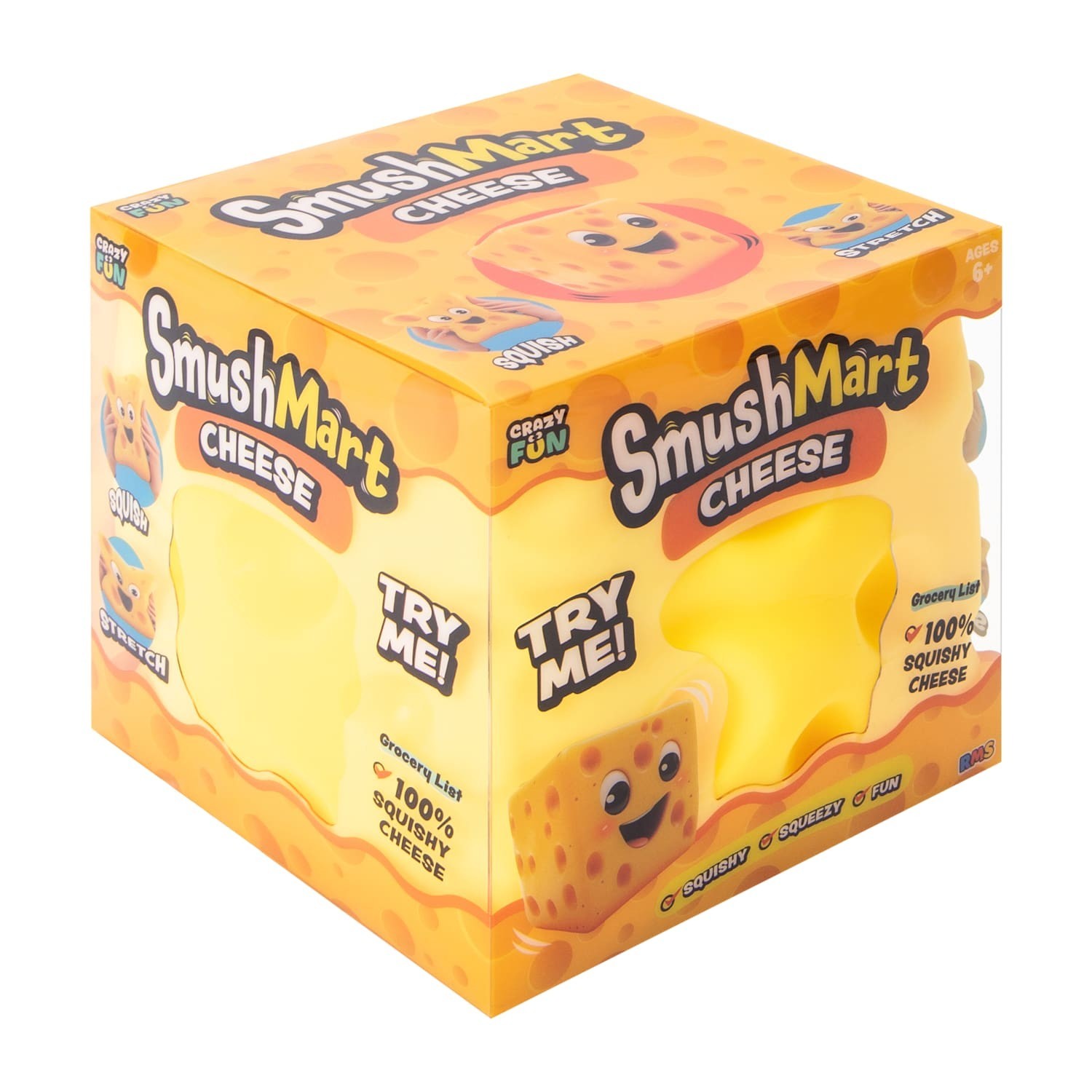 RMS Crazy Fun SmushMart Cheese Squishy Squeezy Stretch Sensory Toy TIK TOK VIRAL