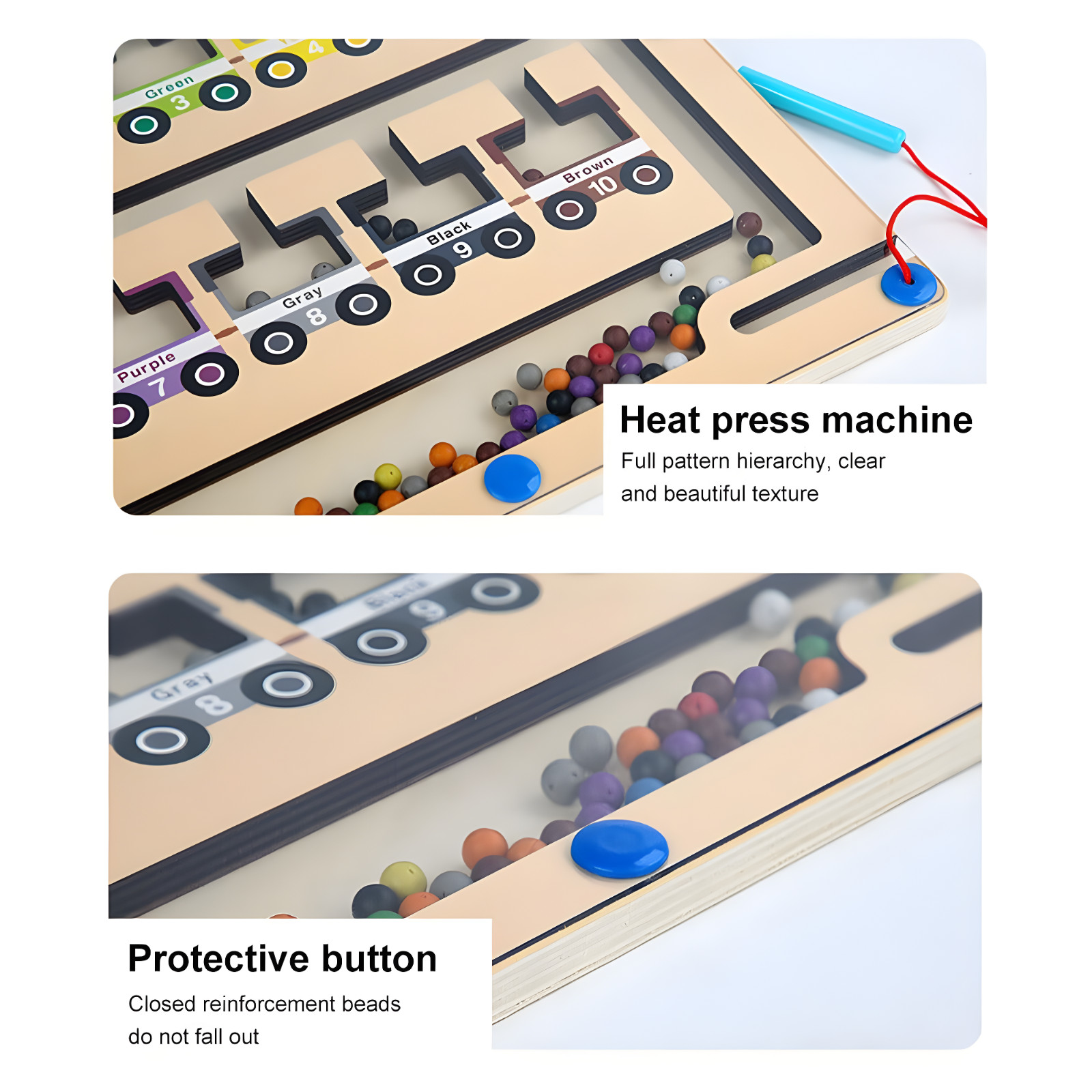 Magnetic Color and Number Maze, Montessori Wooden Toddler Magnet Puzzle Game