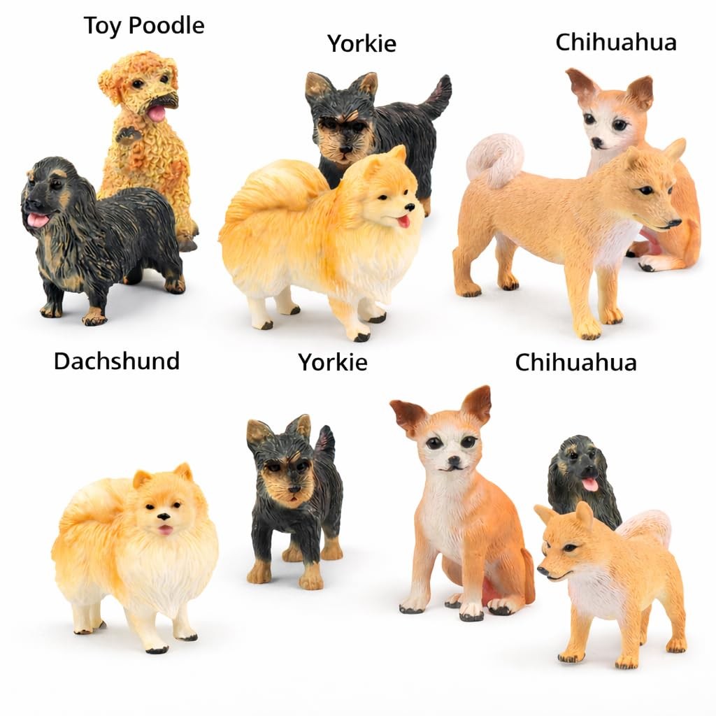 18 PCS Large Dog Figurines Playset, 4″ Toy Pet Puppy Realistic Play Figures, …