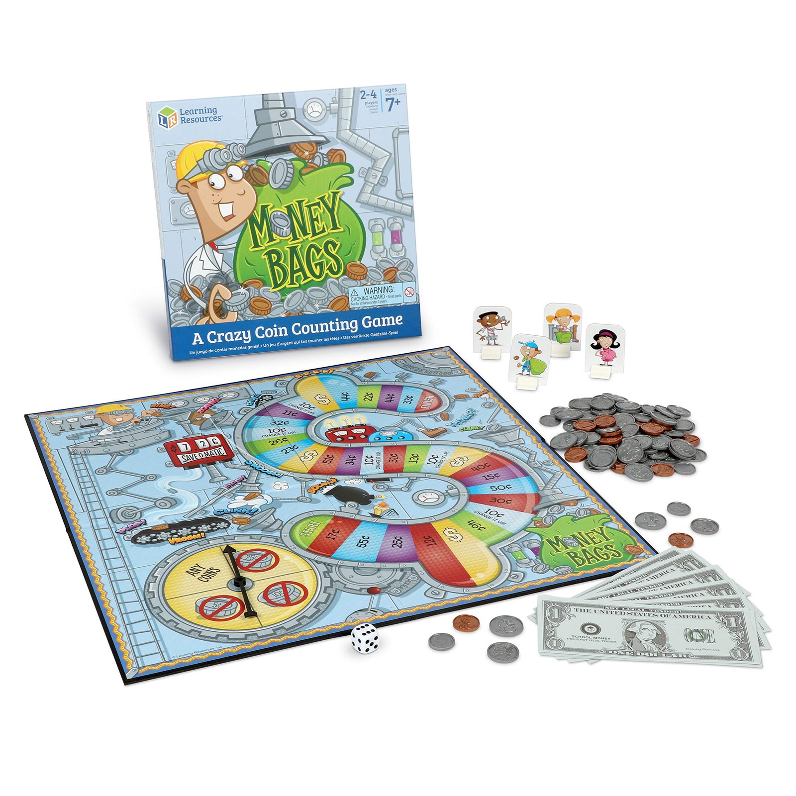 Coin Value Game Math Board Educational Fun for Kids – Wooden