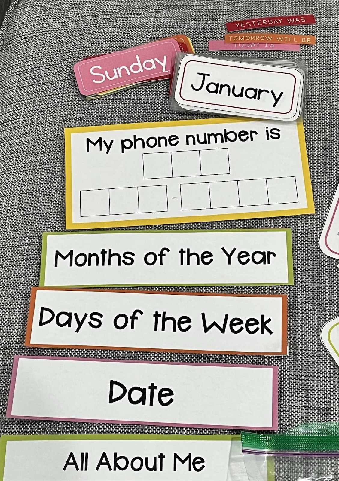Preschool Laminated Learning Cards Calendar ABCs Shapes Weather Homeschool Lot