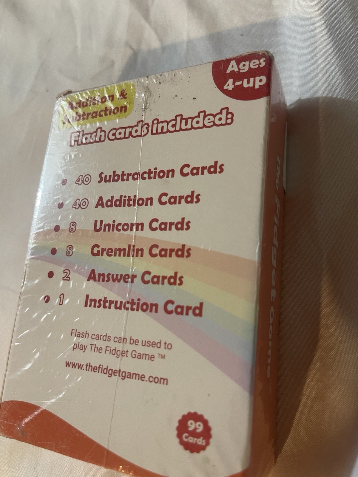 The Fidget Game Addition & Subtraction Grades 1 & 2 Math Flash Cards NEW SEALED