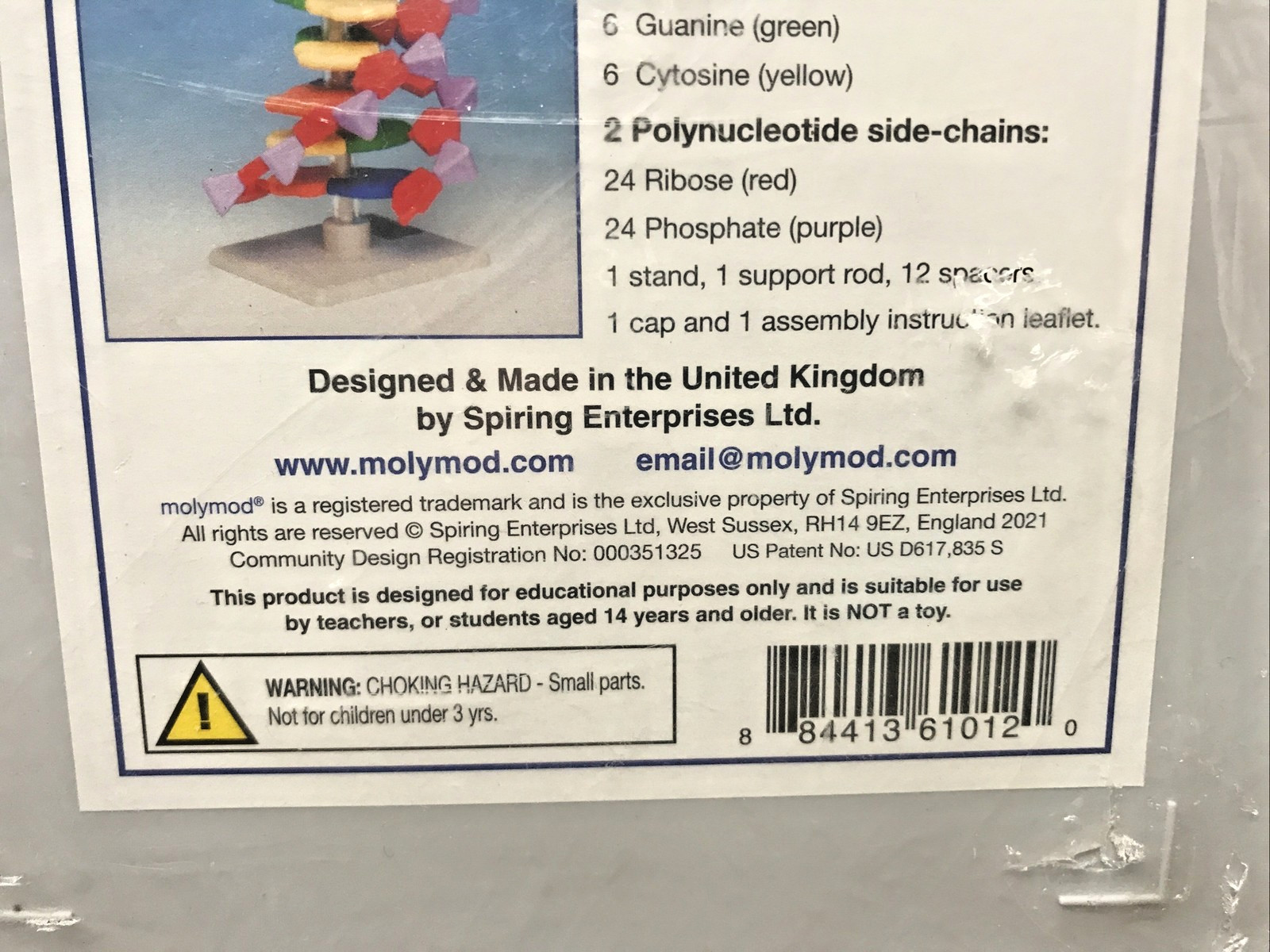 New Molymod 12-Layer DNA Model Kit #AMDNA-060-12 Made in United Kingdom