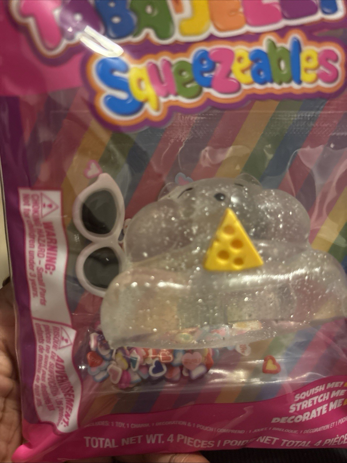 Taba Jelly Squeezeables Sparkle Squishy, Glitter Animal Print Squeeze Toy