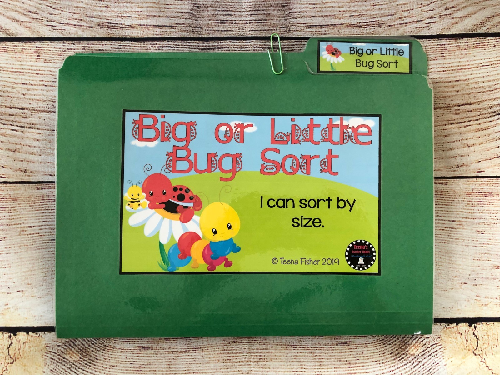 Big or Little Bug Size Sorting Pre k Preschool Kinder Math File Folder Game