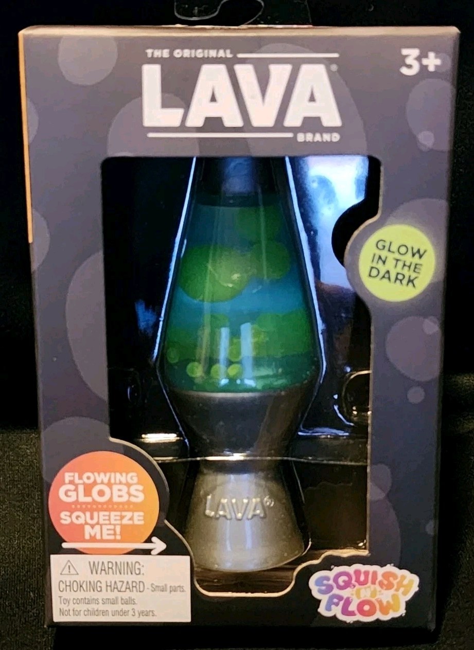 Schylling Lava Squish N Flow Squishy NeeDoh Glow In The Dark Blue Lamp Rare New